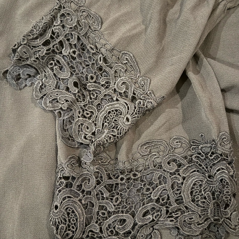 MSK Black Shift Dress V-Neck Lace Bell Sleeves Size L - Picture 8 of 9